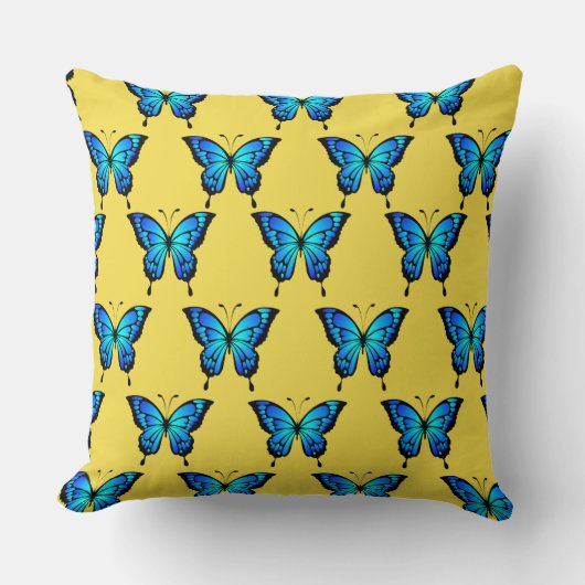 Blue Butterflys by storeman. クッション (正面)