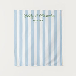 Blue Cabana Stripe Personalized Wedding タペストリー