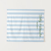 Blue Cabana Stripe Personalized Wedding タペストリー (正面(横))