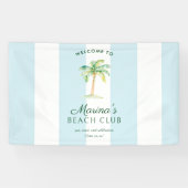 Blue Cabana Stripes Palm Beach Club Welcome 横断幕 (横)