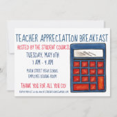 Blue Calculator学校の数学の先生感謝 招待状 (正面)