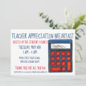 Blue Calculator学校の数学の先生感謝 招待状 (スタンド正面)