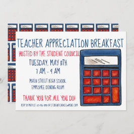 Blue Calculator学校の数学の先生感謝 招待状