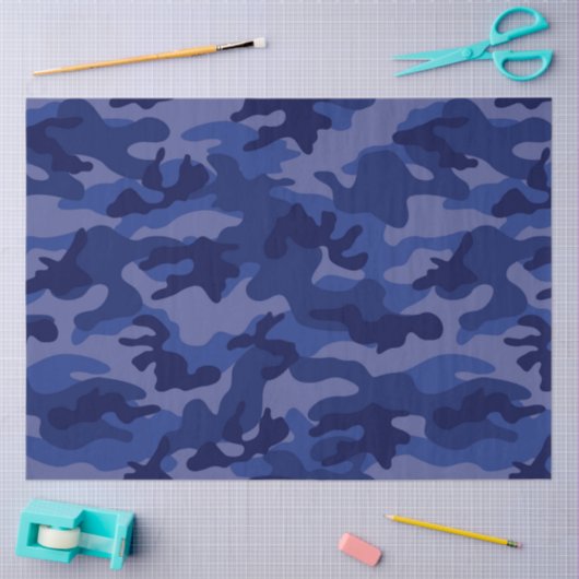 Blue Camo Adventure Sports Fun 薄葉紙 (クラフト)