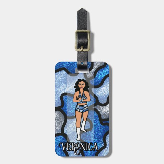 Blue Camo Dancer #2 Luggage Tag ラゲッジタグ (正面縦)