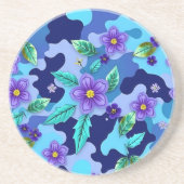 Blue Camo Round Sandstone Coaster コースター (正面)