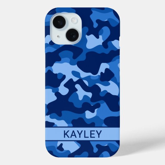 Blue Camouflage Personalized Case-Mate iPhoneケース (裏面)