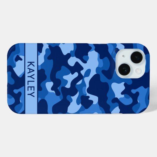 Blue Camouflage Personalized Case-Mate iPhoneケース (裏面 (横))