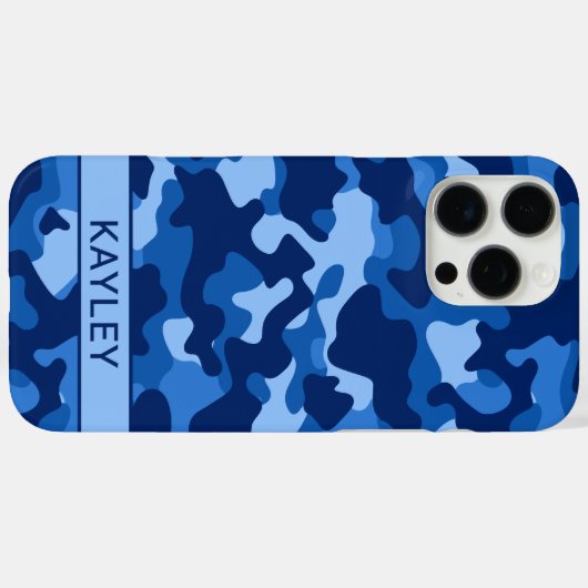 Blue Camouflage Personalized Case-Mate iPhoneケース (裏面 (横))