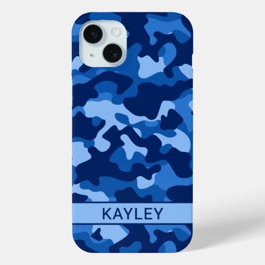 Blue Camouflage Personalized Case-Mate iPhoneケース (裏面)