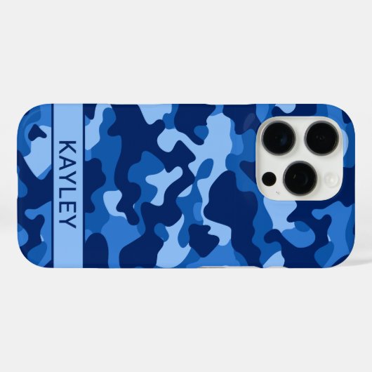 Blue Camouflage Personalized Case-Mate iPhoneケース (裏面 (横))