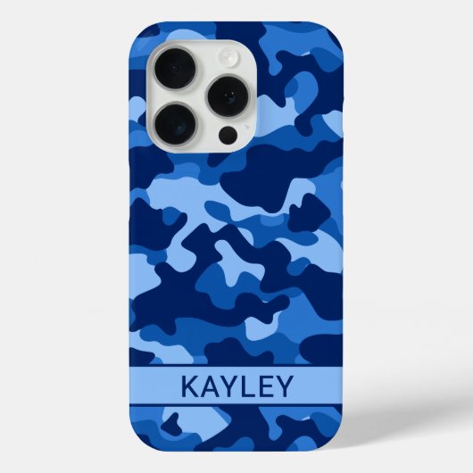 Blue Camouflage Personalized Case-Mate iPhoneケース (裏面)