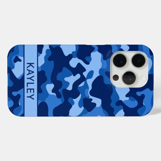 Blue Camouflage Personalized Case-Mate iPhoneケース (裏面 (横))
