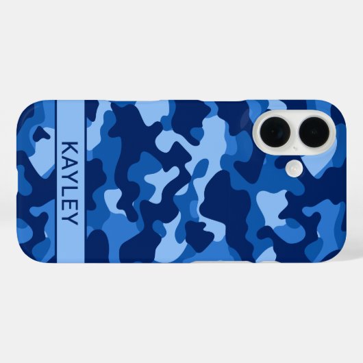 Blue Camouflage Personalized Case-Mate iPhoneケース (裏面 (横))