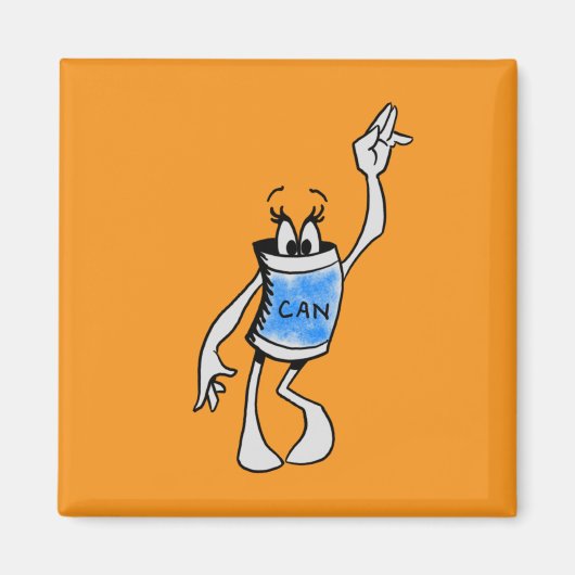 Blue Can Creature Square Magnet マグネット (正面)