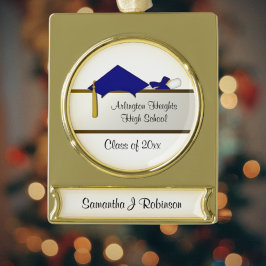Blue Cap Graduation Banner Ornament ゴールドプレートバナーオーナメント