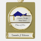 Blue Cap Graduation Banner Ornament ゴールドプレートバナーオーナメント (正面)