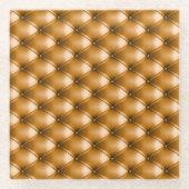 Blue Capitone Textile:レトロ背景 ガラスコースター (正面)