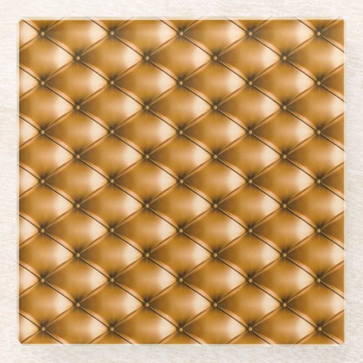 Blue Capitone Textile:レトロ背景 ガラスコースター (正面)