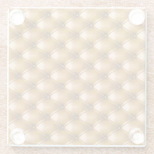 Blue Capitone Textile:レトロ背景 ガラスコースター (裏面)