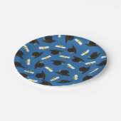 Blue Caps Diplomas Pattern Graduation Party ペーパープレート (アングル)