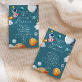 Blue Captain Rocket Solar System Adventure Kids  招待状