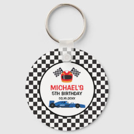 Blue Car Racing Birthday キーホルダー