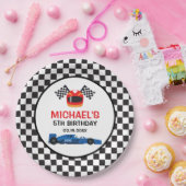 Blue Car Racing Birthday ペーパープレート (パーティー)