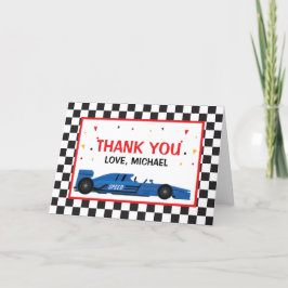 Blue Car Racing  Birthday Thank you card サンキューカード