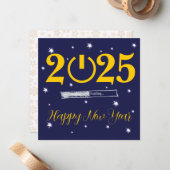 Blue Card  Happy new Year ノートカード (正面/裏面インサイチュ)