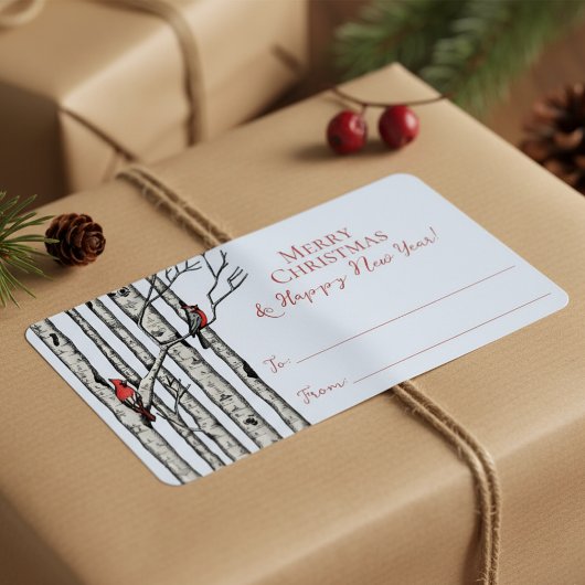 Blue Cardinal Merry Christmas To From Stickers ラベル