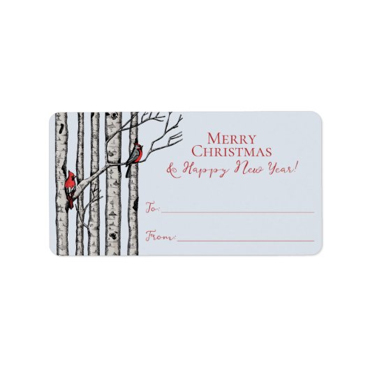 Blue Cardinal Merry Christmas To From Stickers ラベル (正面)