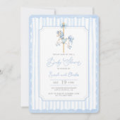 Blue Carousel Baby Boy Shower Invitation 招待状 (正面)