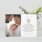 Blue Carriage Photo Baby Shower Thank You Card サンキューカード (スタンド正面)