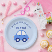 Blue Cars It's a Boy Baby Shower ペーパープレート (パーティー)