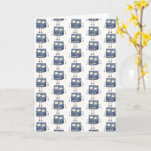 Blue Cartoon Alien Feliz Cumpleanos Birthday Card カード (黄色い花)