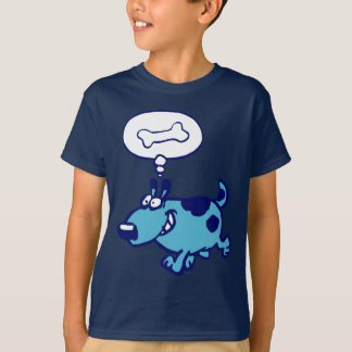 Blue Cartoon Dog 考え's of bone Children T-shirt Tシャツ