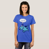 Blue Cartoon Dog 考え's of bone women T-shirt Tシャツ (正面フル)