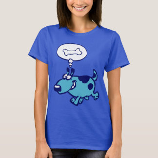 Blue Cartoon Dog 考え's of bone women T-shirt Tシャツ