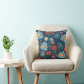 Blue Cartoon Floral クッション (椅子)