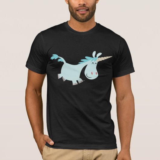 Blue Cartoon Unicorn Tシャツ (正面)