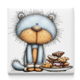 Blue Cat Cookies Christmas Magnet マグネット