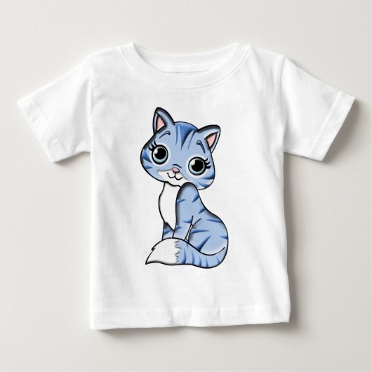 Blue cat feline animal ベビーTシャツ (正面)