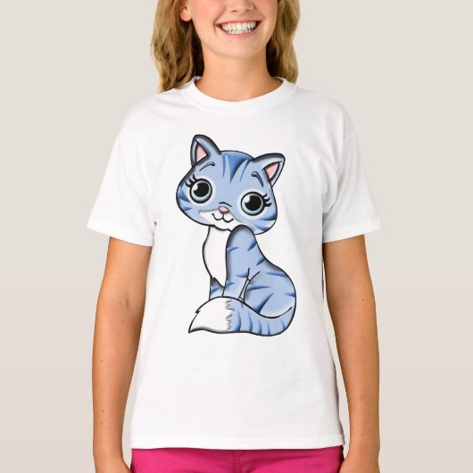 Blue cat feline animal tシャツ (正面)