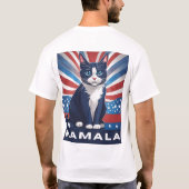 Blue Cat for Kamala 2024米国選挙民主党議員 Tシャツ (裏面)