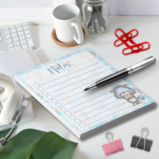 Blue Cat Hot Air Balloon Notes ノートパッド