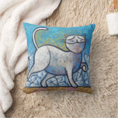 Blue Cat Picasso at Moonlight Decorative Throw Pil クッション (ブランケット)