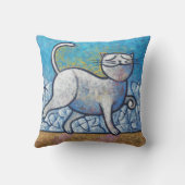 Blue Cat Picasso at Moonlight Decorative Throw Pil クッション (裏面)