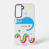 Blue Cat Rainbow Hearts Galaxy Case – Gray Samsung Galaxyケース (裏面)