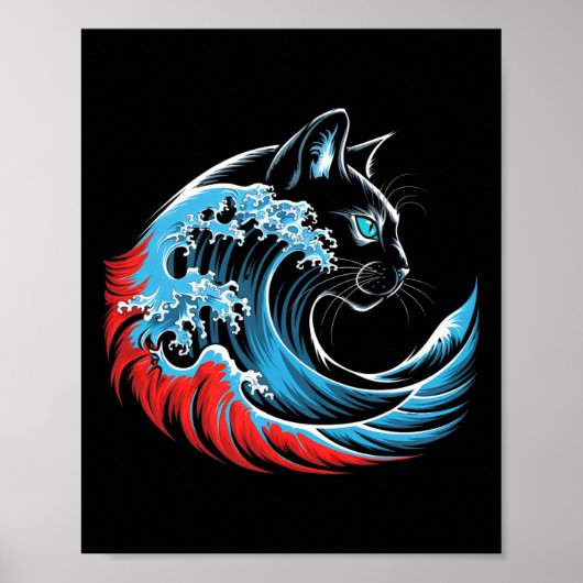 Blue Cat Wave For Kamala 47 Cat おもしろい Lades 2024 ポスター (正面)